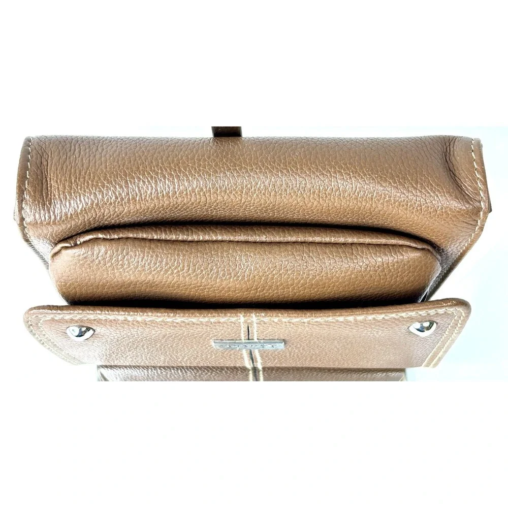 Buxton Wallet Womens Camel Med Coin Mirror CC Holder Retro Insert Pebbled VTG A+